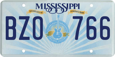MS license plate BZO766
