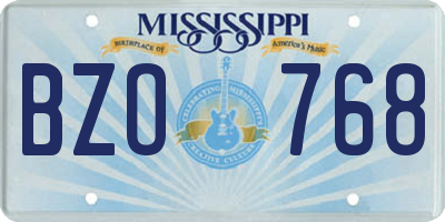 MS license plate BZO768