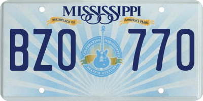 MS license plate BZO770