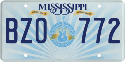 MS license plate BZO772