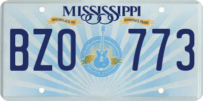 MS license plate BZO773