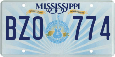 MS license plate BZO774