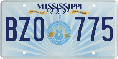 MS license plate BZO775