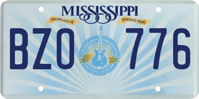 MS license plate BZO776