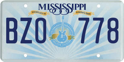 MS license plate BZO778