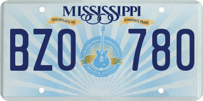 MS license plate BZO780