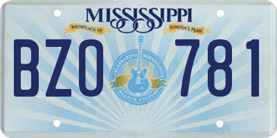 MS license plate BZO781