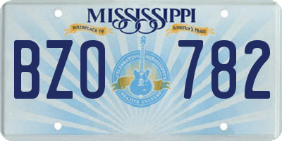 MS license plate BZO782