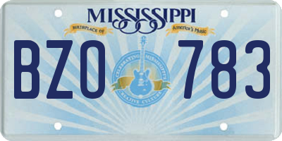 MS license plate BZO783