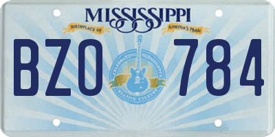MS license plate BZO784