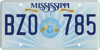 MS license plate BZO785