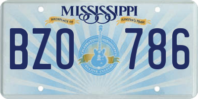 MS license plate BZO786