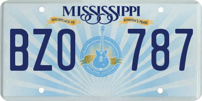 MS license plate BZO787