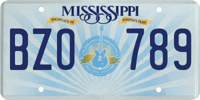 MS license plate BZO789