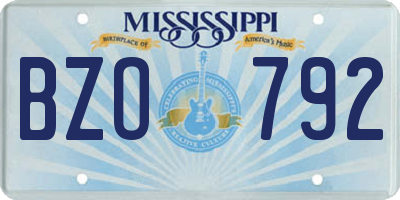 MS license plate BZO792