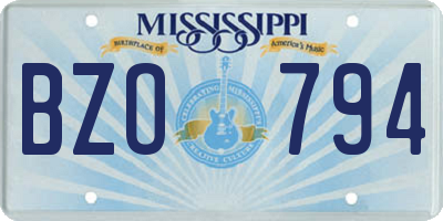 MS license plate BZO794