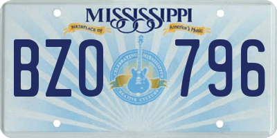 MS license plate BZO796