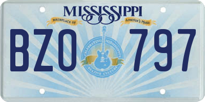 MS license plate BZO797