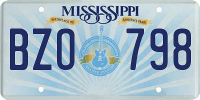 MS license plate BZO798