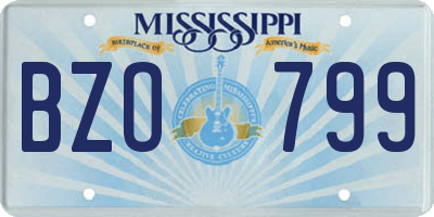 MS license plate BZO799