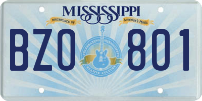MS license plate BZO801