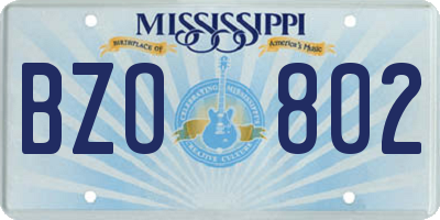 MS license plate BZO802