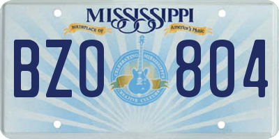 MS license plate BZO804