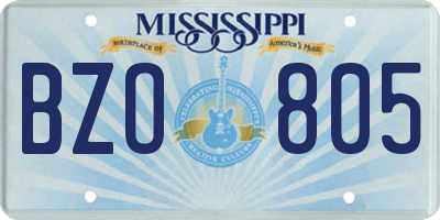 MS license plate BZO805