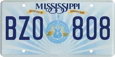 MS license plate BZO808