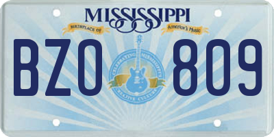 MS license plate BZO809