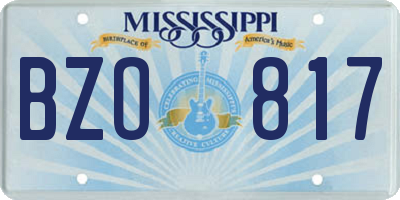 MS license plate BZO817