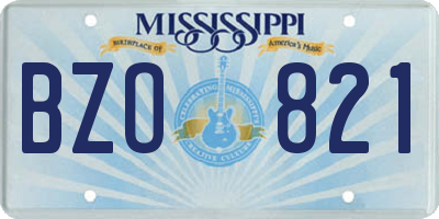 MS license plate BZO821