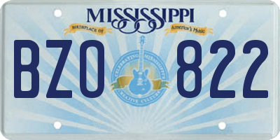 MS license plate BZO822