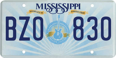 MS license plate BZO830