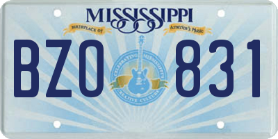 MS license plate BZO831