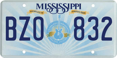 MS license plate BZO832