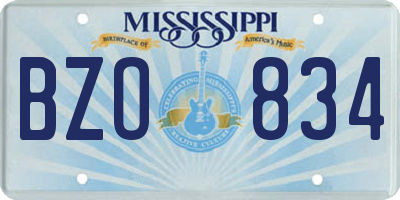 MS license plate BZO834