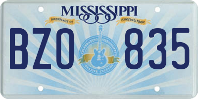 MS license plate BZO835