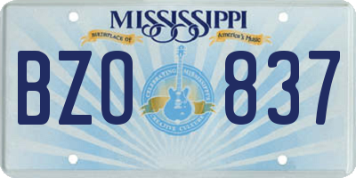 MS license plate BZO837
