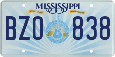 MS license plate BZO838
