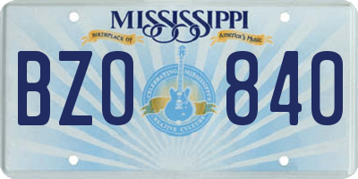 MS license plate BZO840