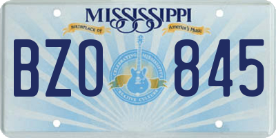MS license plate BZO845