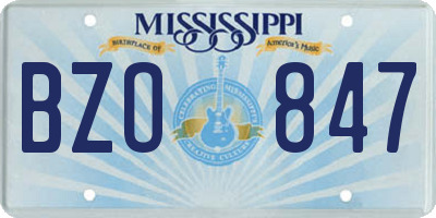 MS license plate BZO847