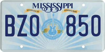 MS license plate BZO850