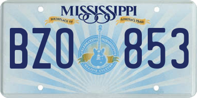MS license plate BZO853