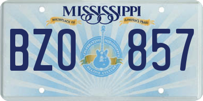 MS license plate BZO857