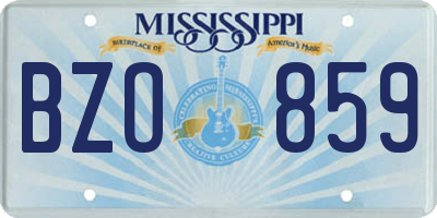 MS license plate BZO859