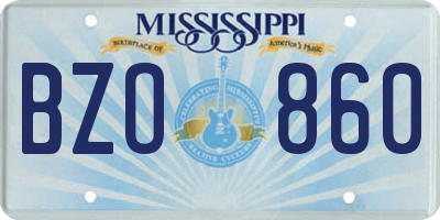 MS license plate BZO860