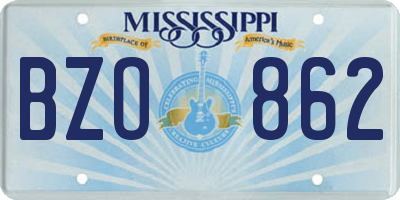 MS license plate BZO862