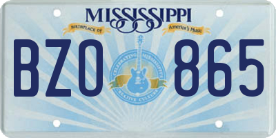 MS license plate BZO865